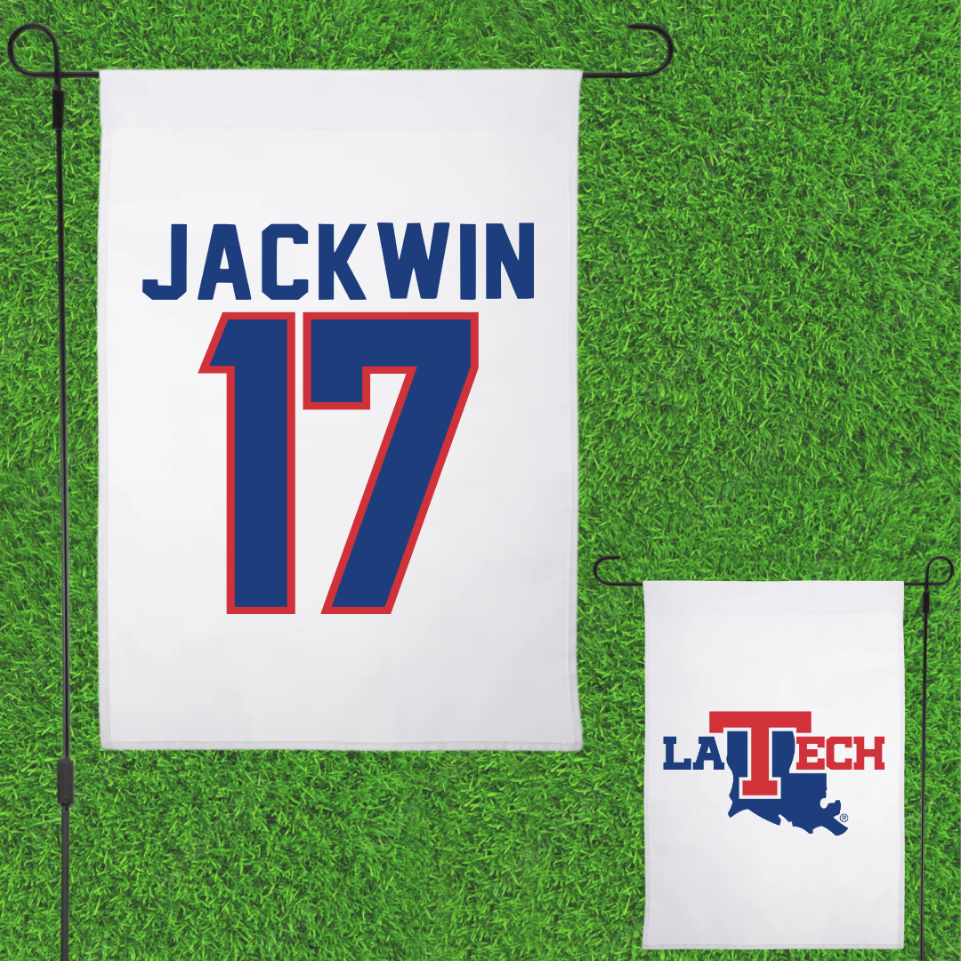Louisiana Tech University Volleyball White Garden Flag - #17 Sydney Jackwin