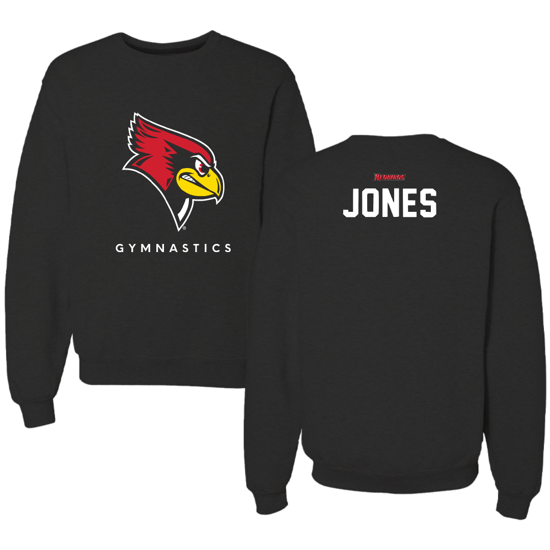 Illinois State University Gymnastics Black Mascot Crewneck - Jaly Jones