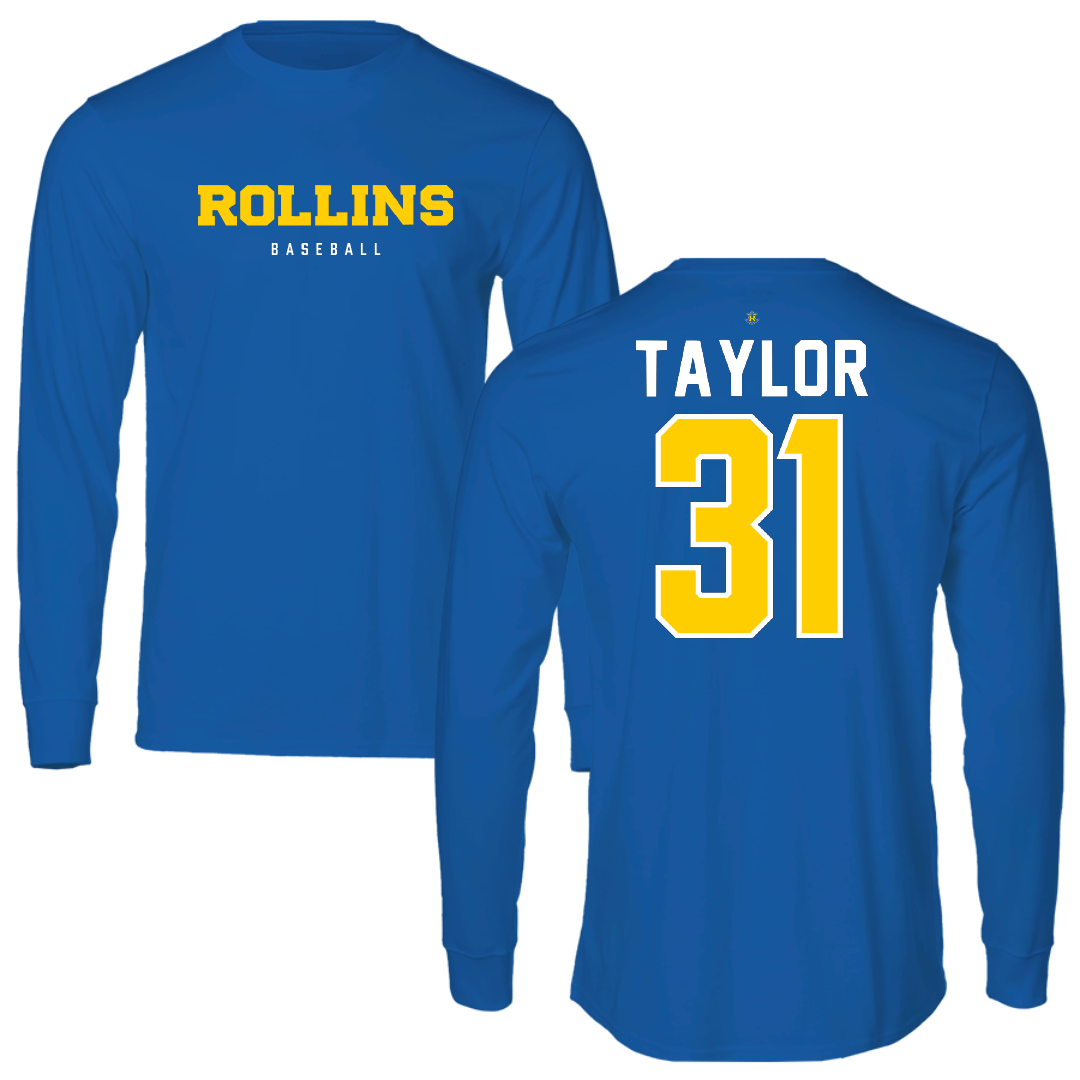Rollins College Baseball Blue Performance Long Sleeve - #31 Ryan Taylor
