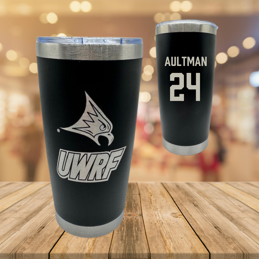 University of Wisconsin-River Falls Softball Black Stainless Steel Tumbler - #24 Kelly Aultman