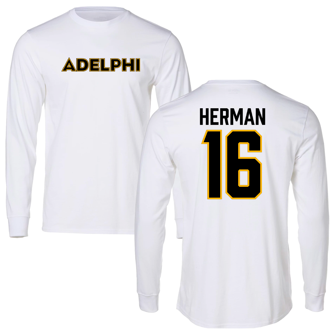 Adelphi University Soccer White Performance Long Sleeve - #16 Ryan Herman