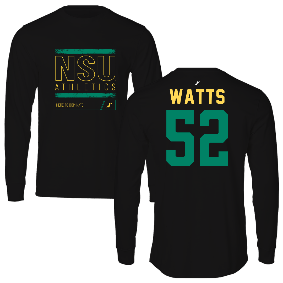 Norfolk State University Football Black Dominate Long Sleeve - #52 Matthieu Watts