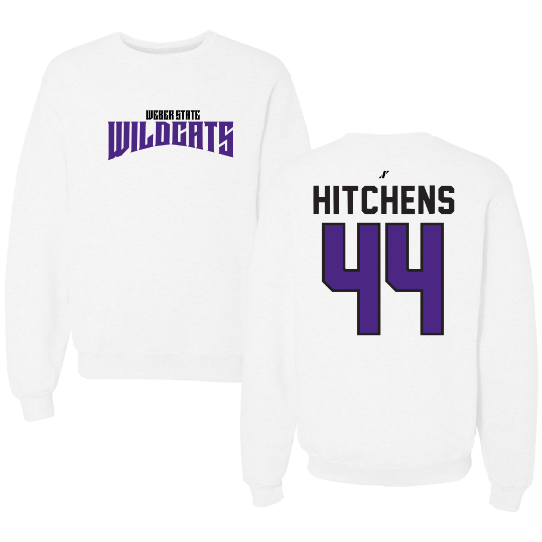 Weber State University Football White Classic Crewneck - #44 Mayson Hitchens