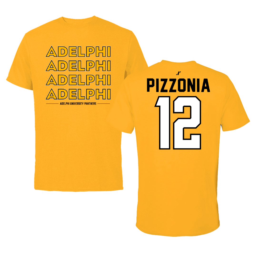 Adelphi University Baseball Gold General Tee - #12 Greyson Pizzonia