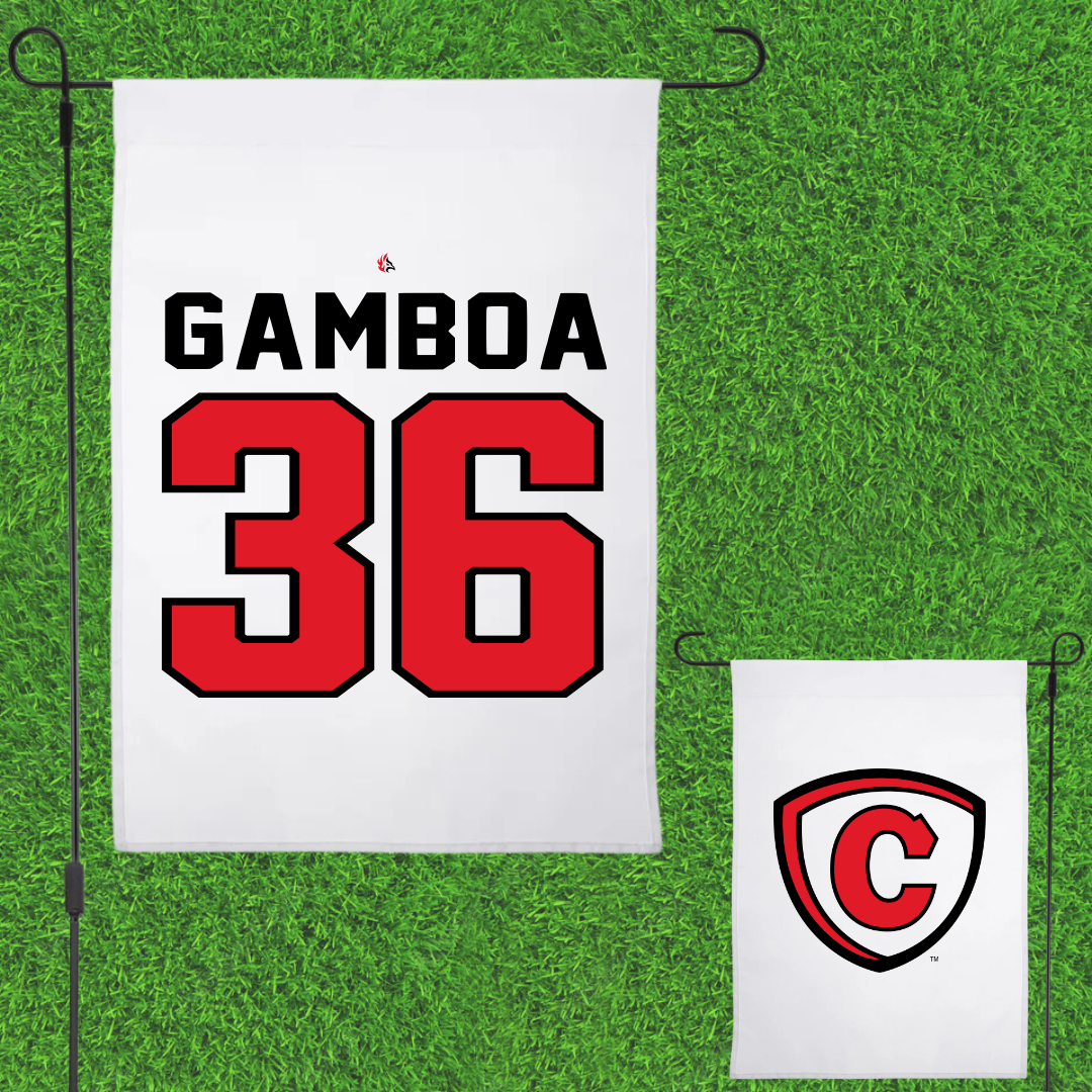 Carthage College Soccer White Garden Flag - #36 Brayan Gamboa