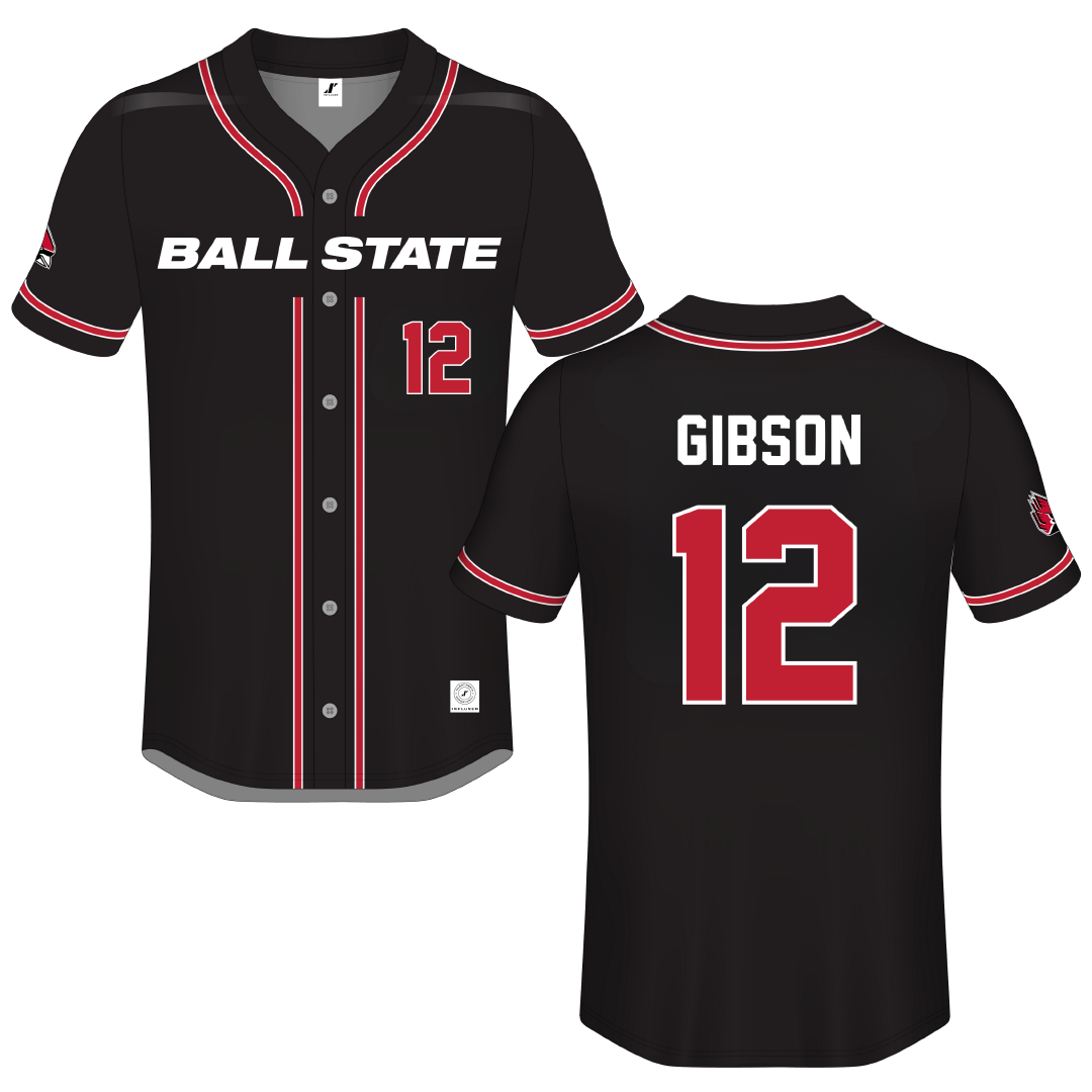 Ball State University Black Button-Down Jersey - #12 Kaitlyn Gibson
