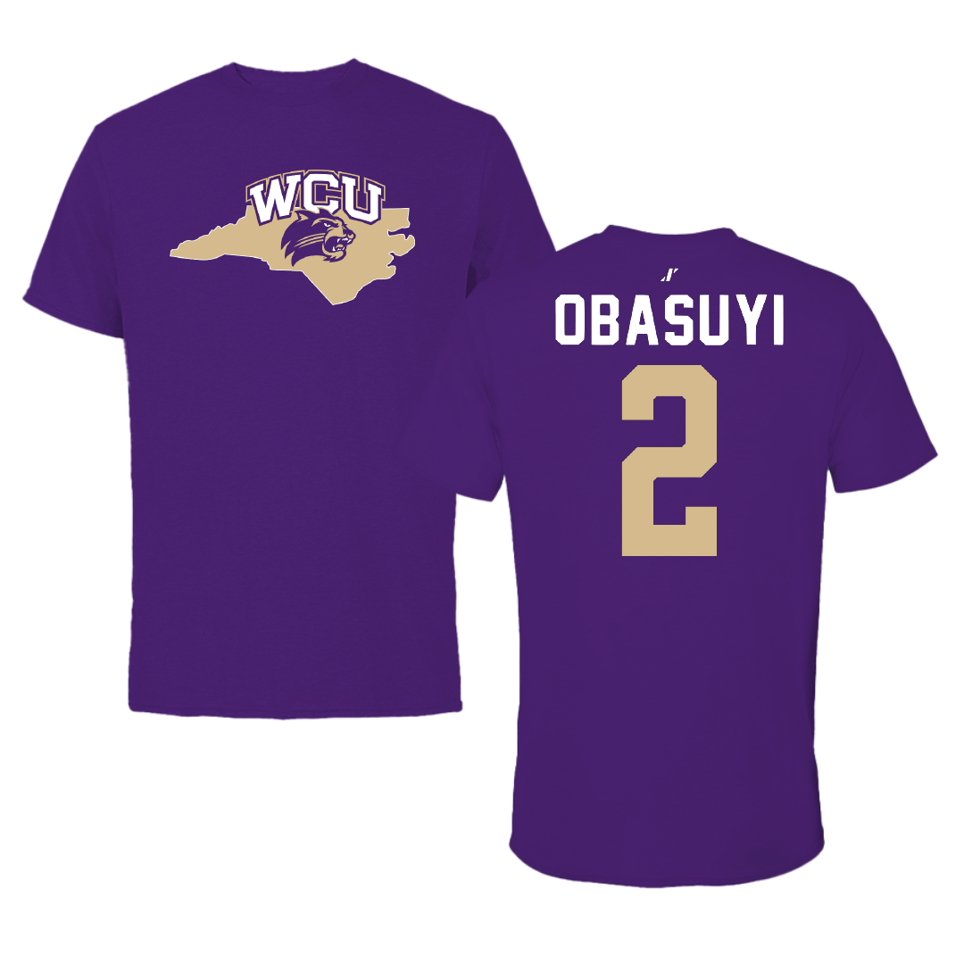 Western Carolina University Basketball Purple State Performance Tee - #2 Kehinde Obasuyi