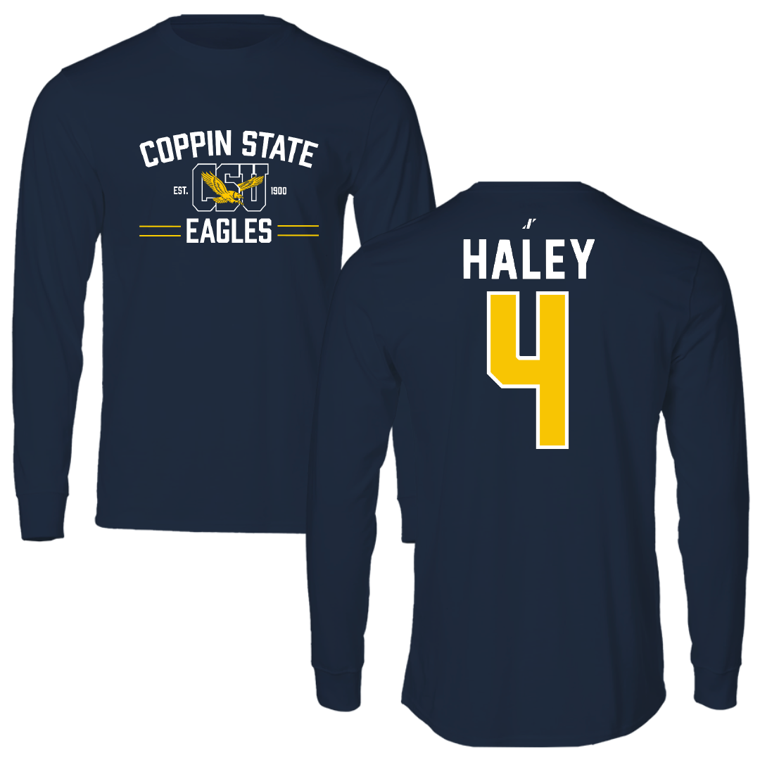 Coppin State University Softball Navy General Performance Long Sleeve - #4 Aniyah Haley