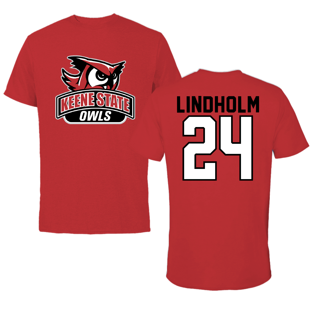 Keene State College Ice Hockey Red Performance Tee - #24 Jack Lindholm