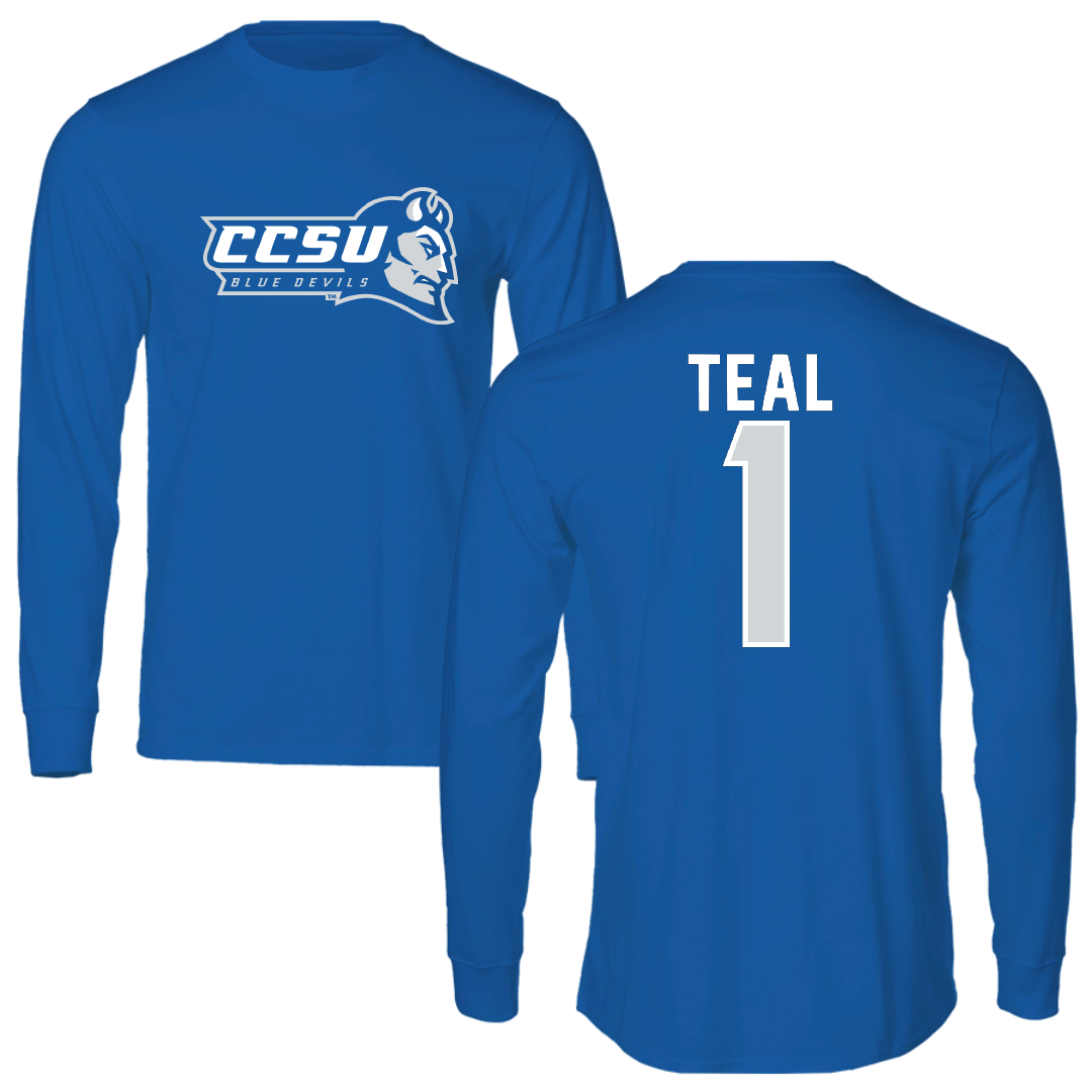 Central Connecticut State University Softball Blue Devils Long Sleeve - #1 Joslyn Teal