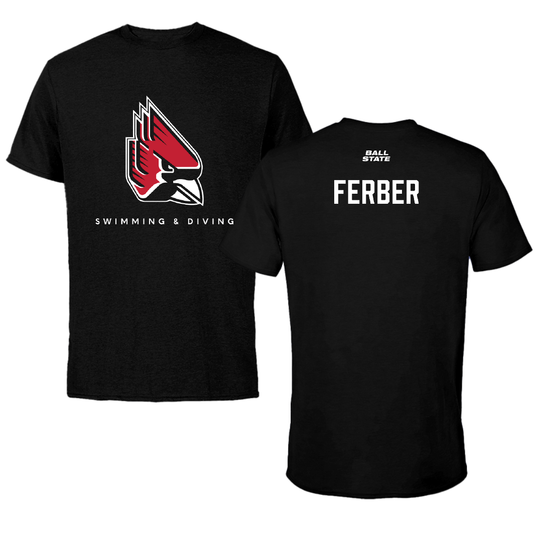 Ball State University Swimming & Diving Black Performance Tee - Reeve Ferber