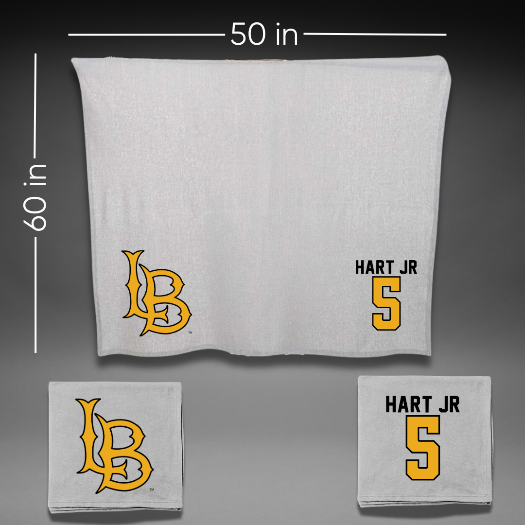 Long Beach State University Basketball Gray Blanket - #5 Jason Hart Jr