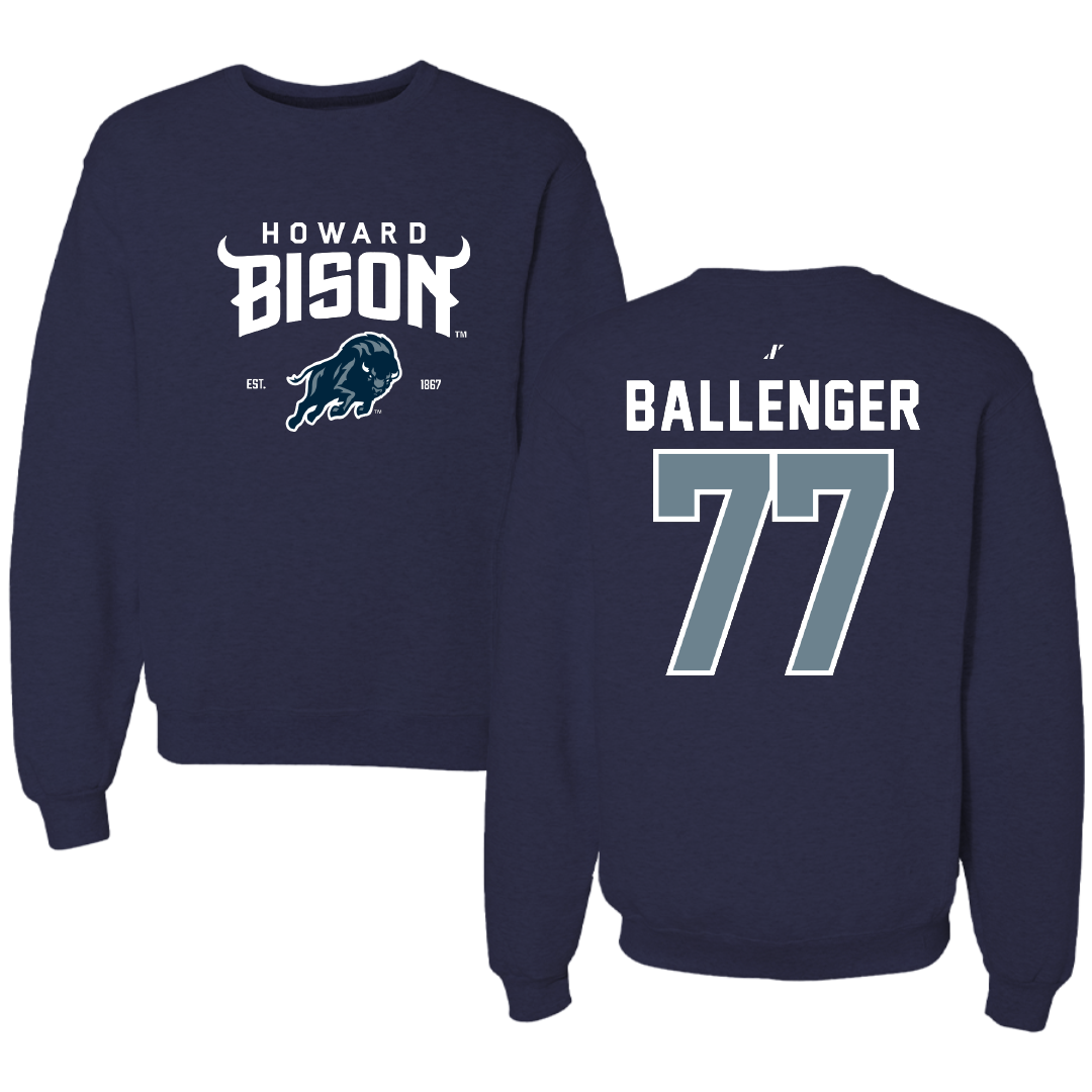 Howard University Softball Navy General Crewneck - #77 Ameenah Ballenger