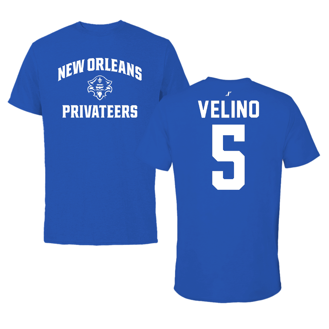 University of New Orleans Baseball Blue General Performance Tee - #5 Tyler Velino