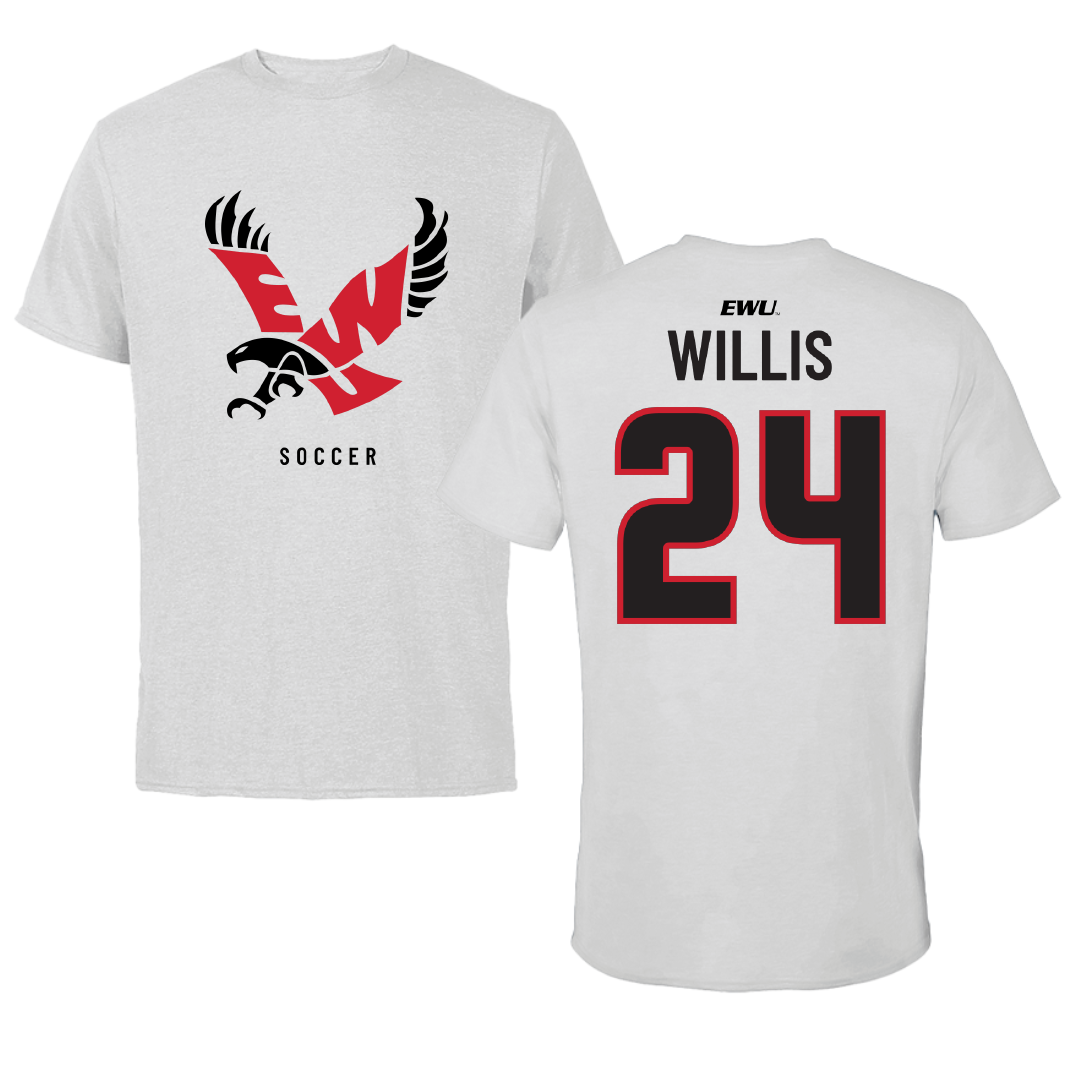 Eastern Washington University Soccer Light Gray Performance Tee - #24 Genesis Willis