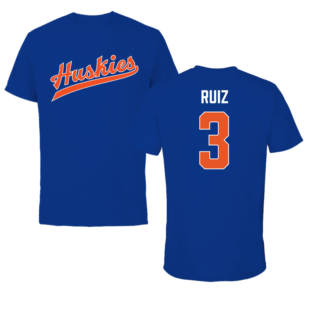 Houston Christian University Baseball True Royal Performance Tee - #3 Damian Ruiz