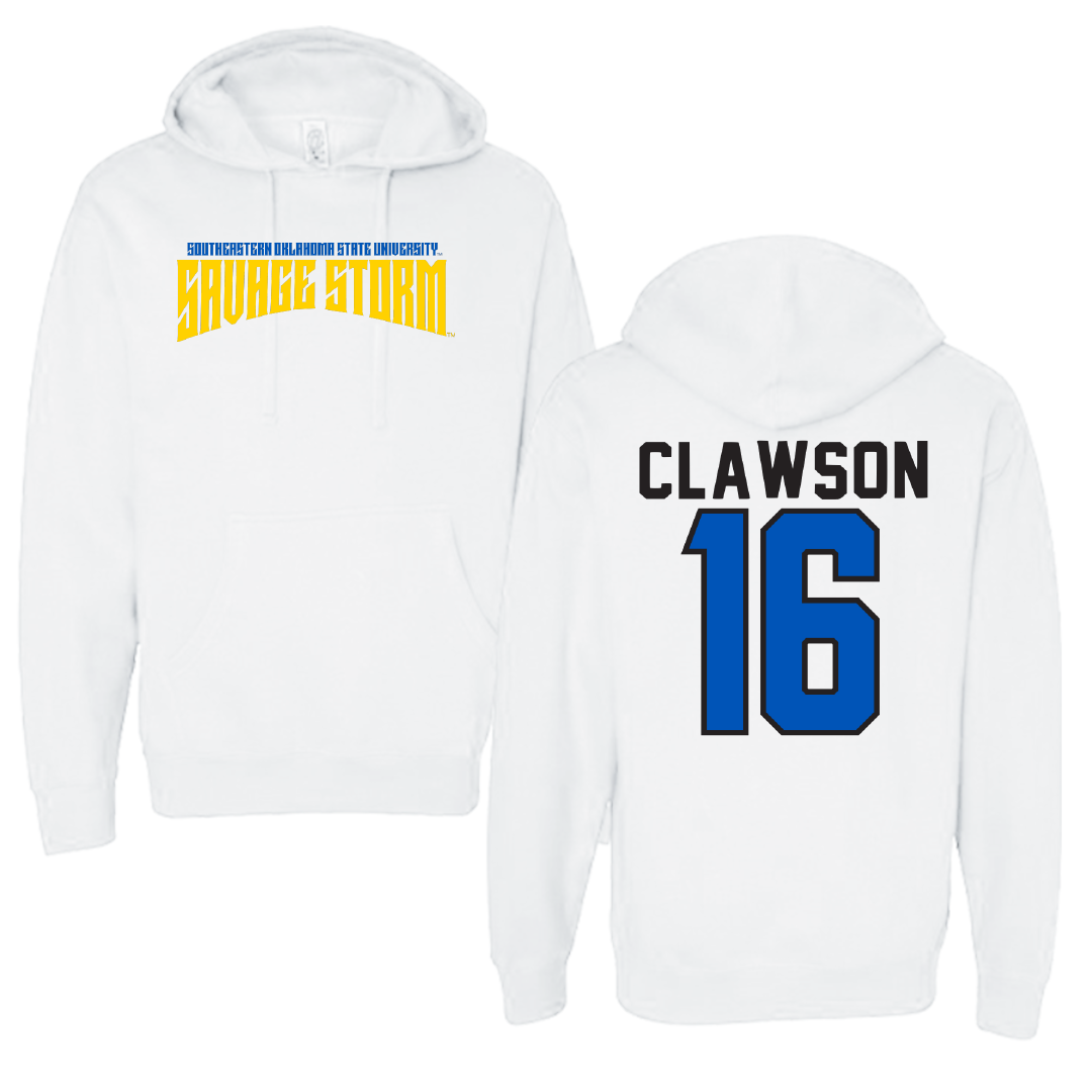 Southeastern Oklahoma State University Baseball White Classic Hoodie - #16 Colton Clawson