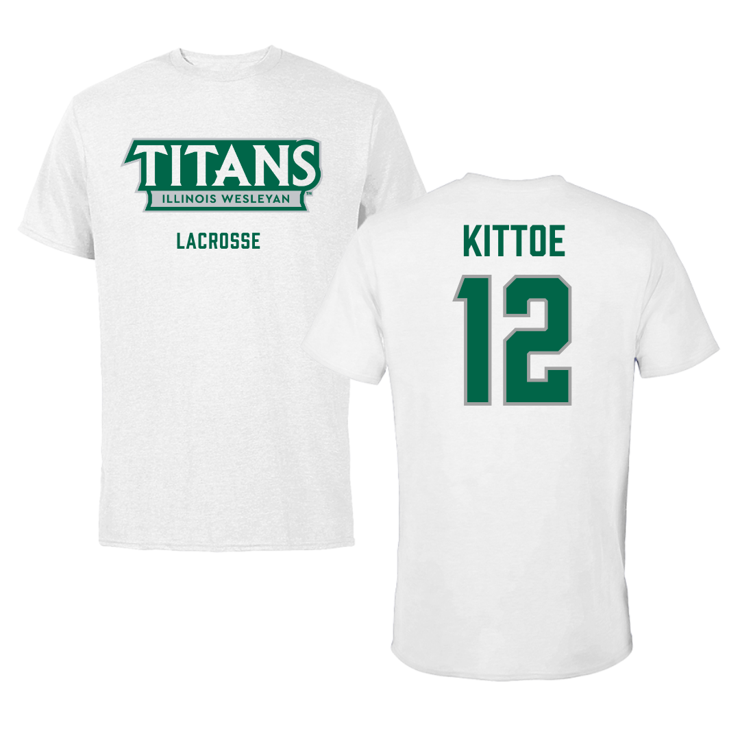 Illinois Wesleyan University Lacrosse White Mascot Tee - #12 John Kittoe
