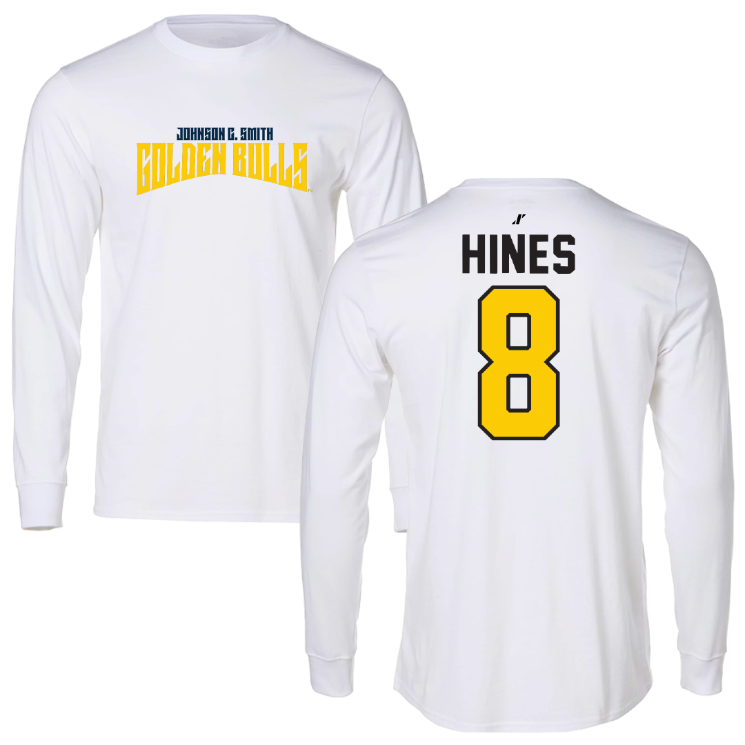 Johnson C. Smith University Football White Classic Long Sleeve - #8 Ty Hines