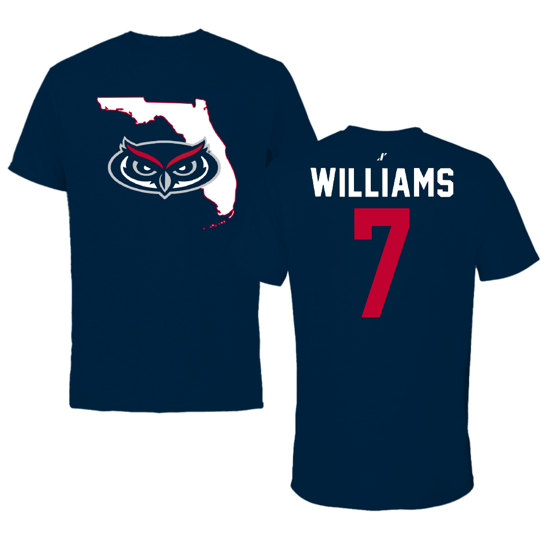 Florida Atlantic University Baseball Navy State Performance Tee - #7 CJ Williams