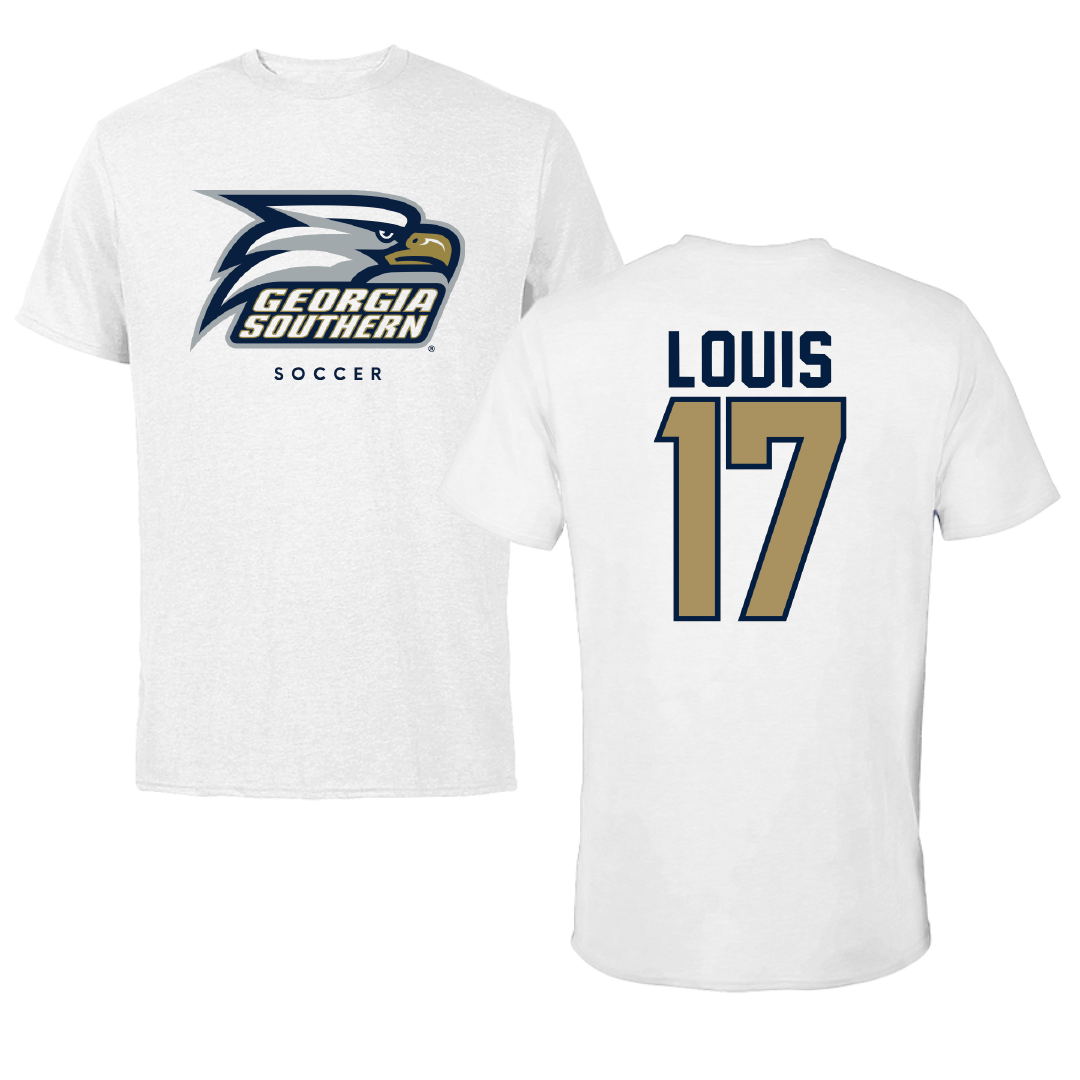 Georgia Southern University Soccer White Performance Tee - #17 Ricardo Louis