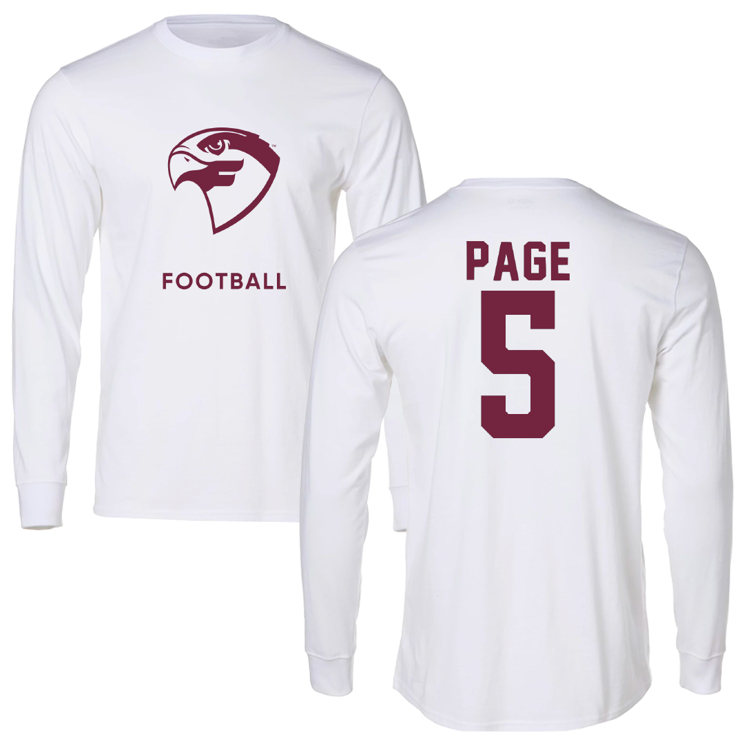 Fairmont State University Football White Performance Long Sleeve - #5 Winston Page