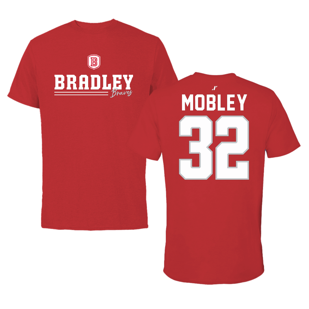 Bradley University Softball Red General Performance Tee - #32 Ava Mobley