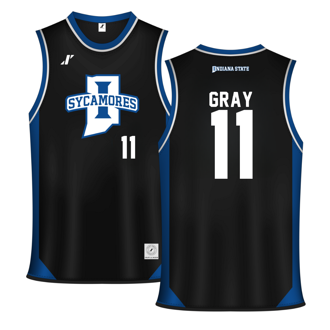 Indiana State University Black Basketball Jersey - #11 Aaron Gray