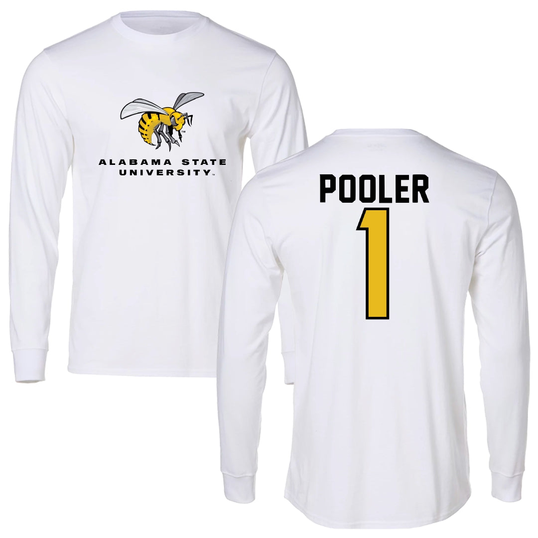 Alabama State University Basketball White Block Long Sleeve - #1 Alanah Pooler