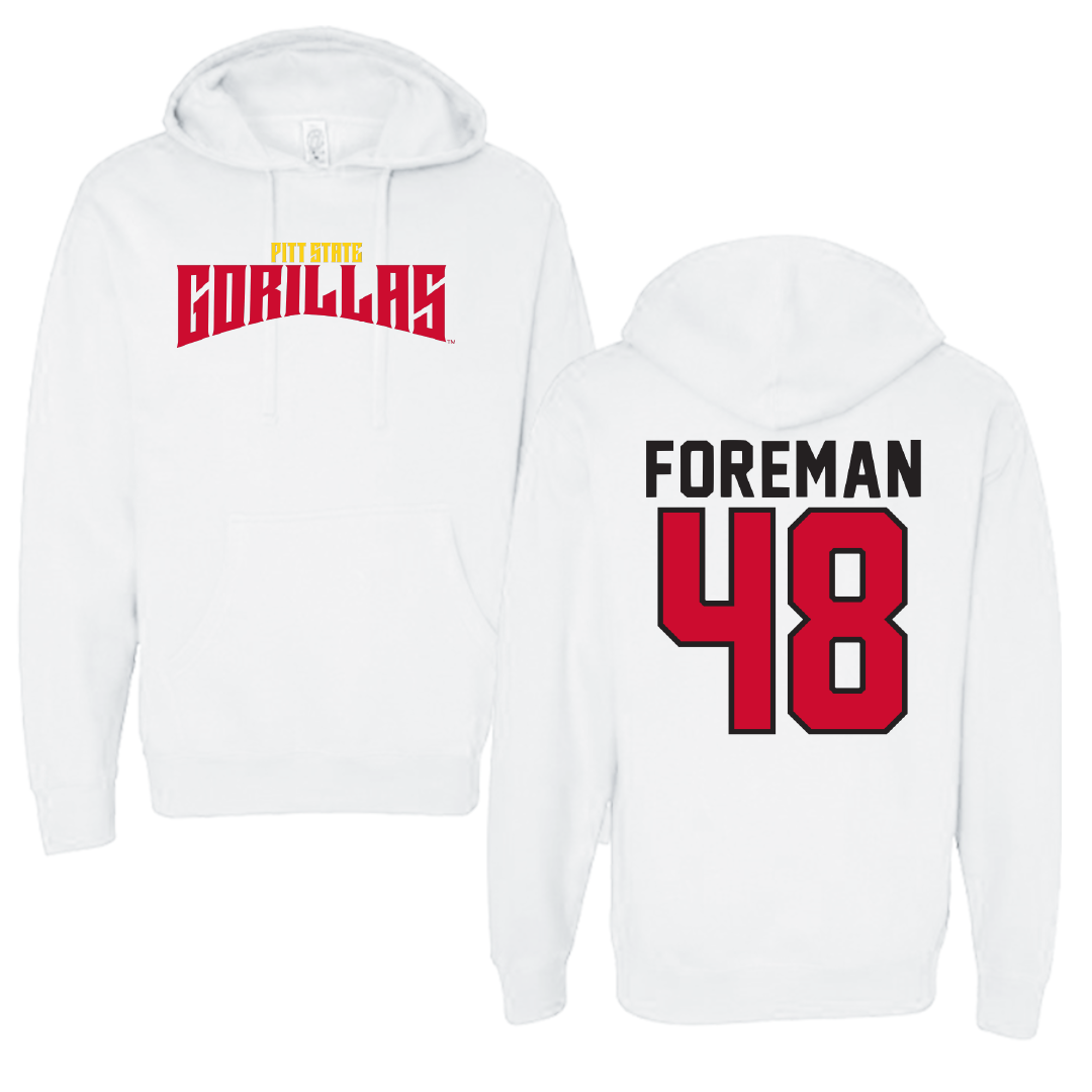 Pittsburg State University Football White Classic Hoodie - #48 Jonovan Foreman
