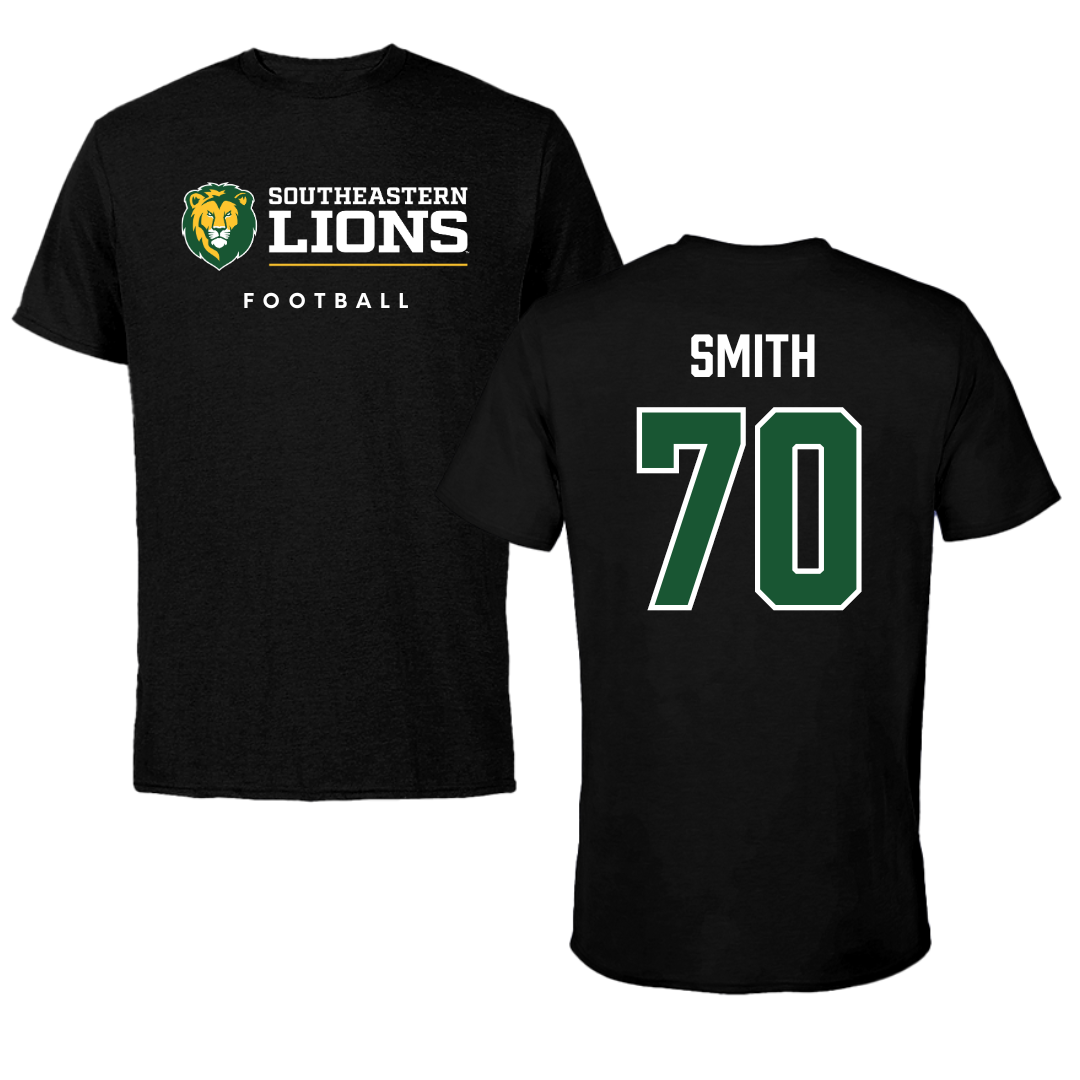 Southeastern Louisiana University Football Black Performance Tee - #70 Nicholas Smith