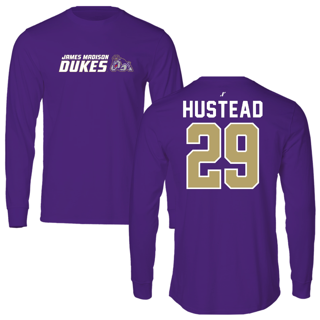 James Madison University Baseball Purple General Performance Long Sleeve - #29 Chase Hustead
