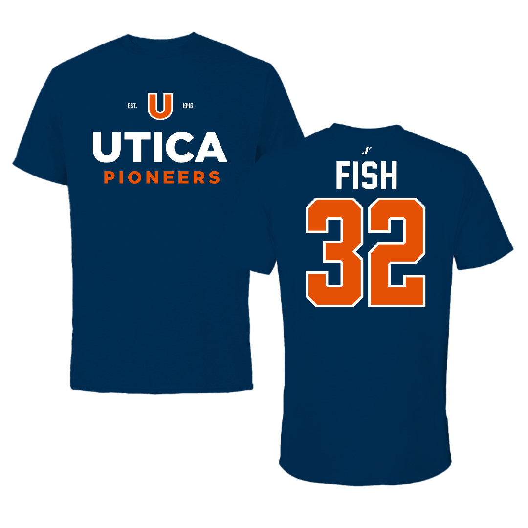 Utica University Lacrosse Navy General Tee - #32 Courtney Fish