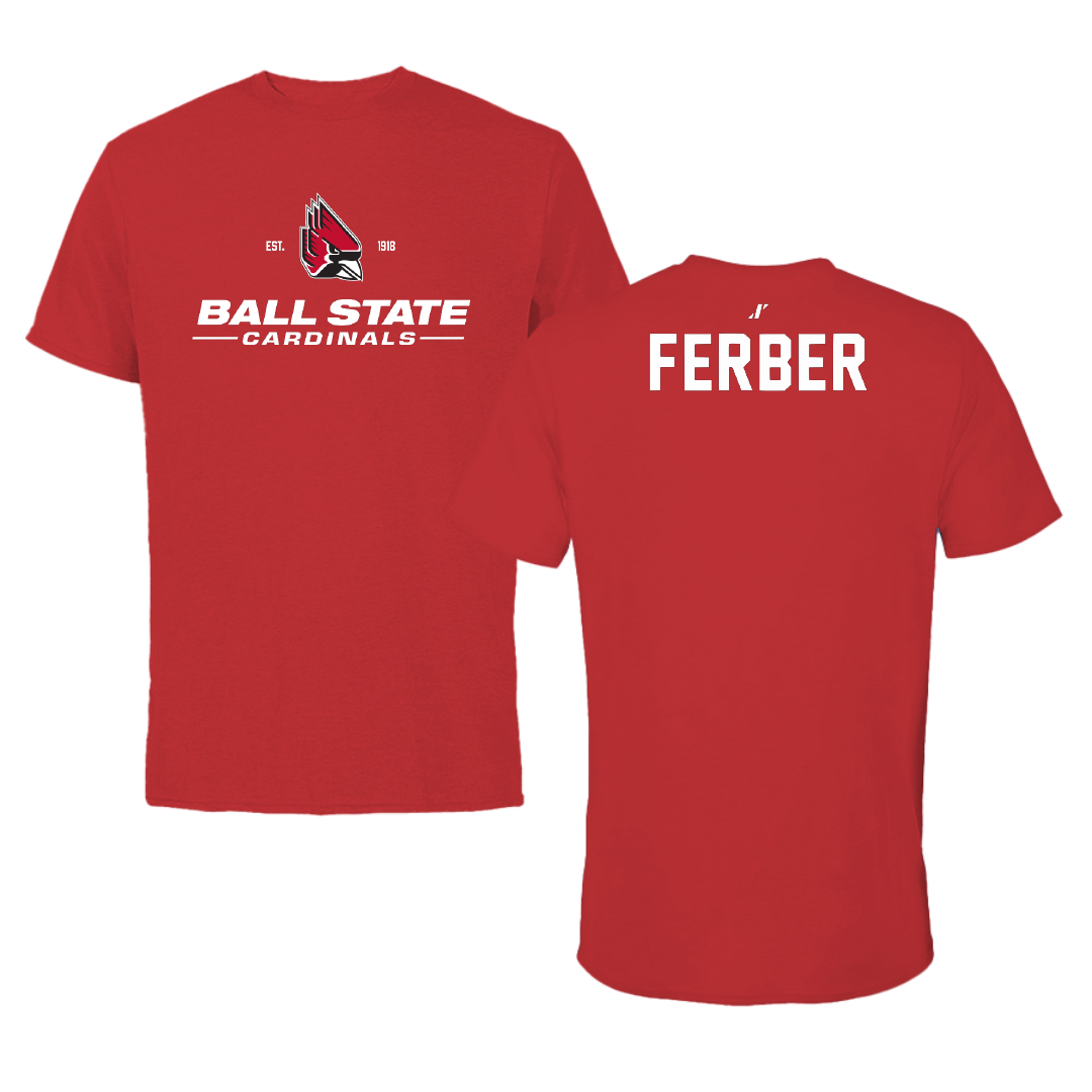 Ball State University Swimming & Diving Red General Performance Tee - Reeve Ferber