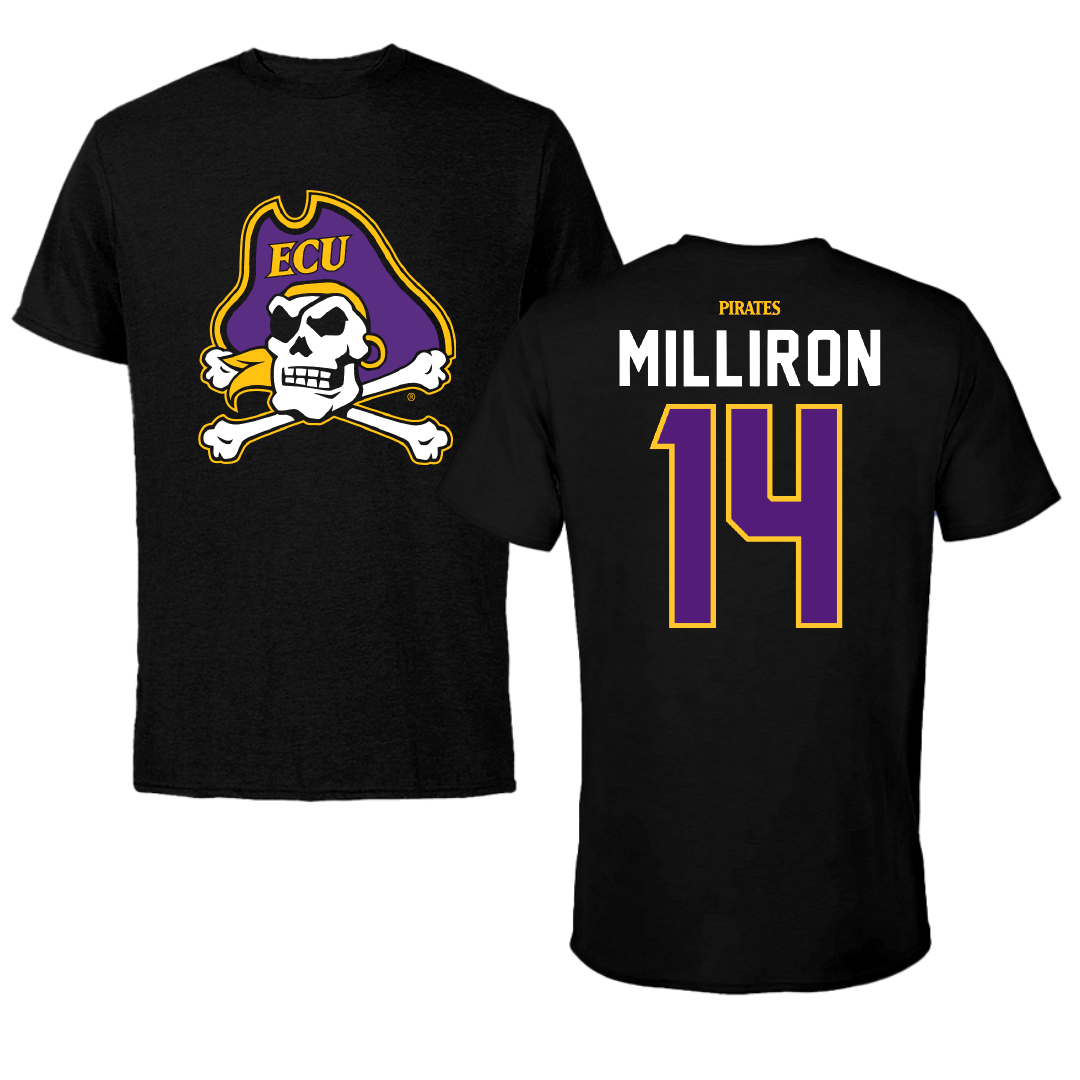 East Carolina University Soccer Black Performance Tee - #14 Maddie Milliron