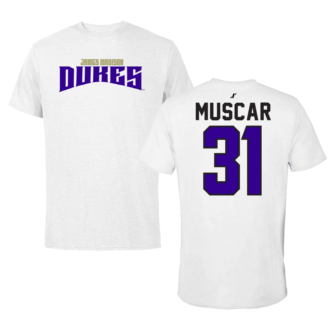 James Madison University Baseball White Classic Performance Tee - #31 Tyler Muscar