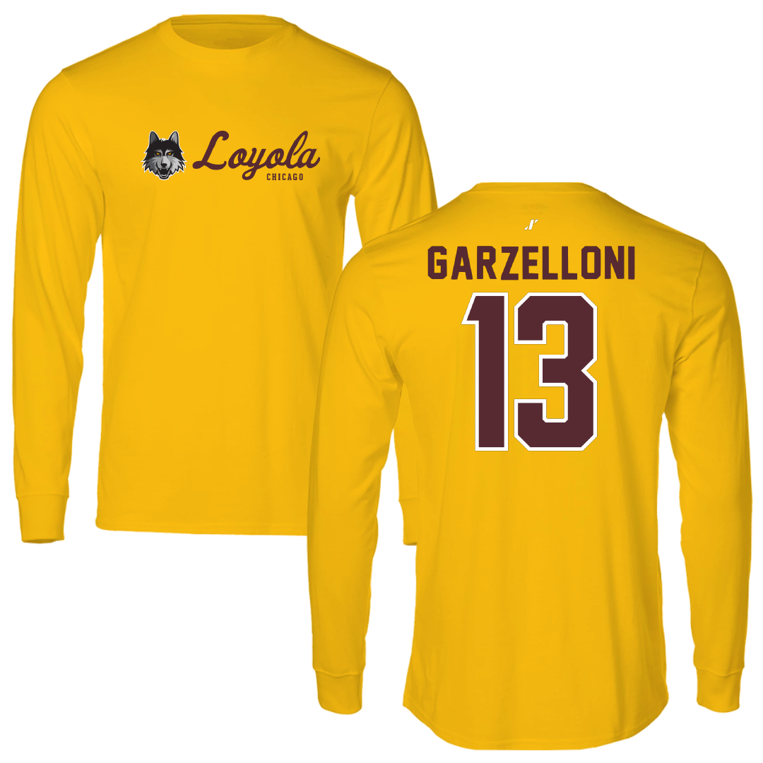 Loyola University-Chicago Soccer Gold General Performance Long Sleeve - #13 Luca Garzelloni