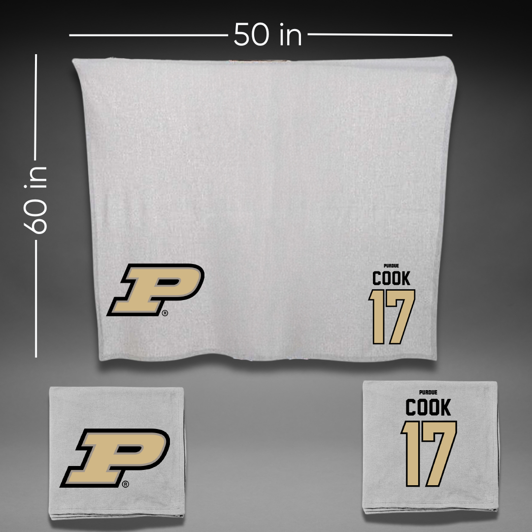 Purdue University Baseball Gray Blanket - #17 Lukas Cook