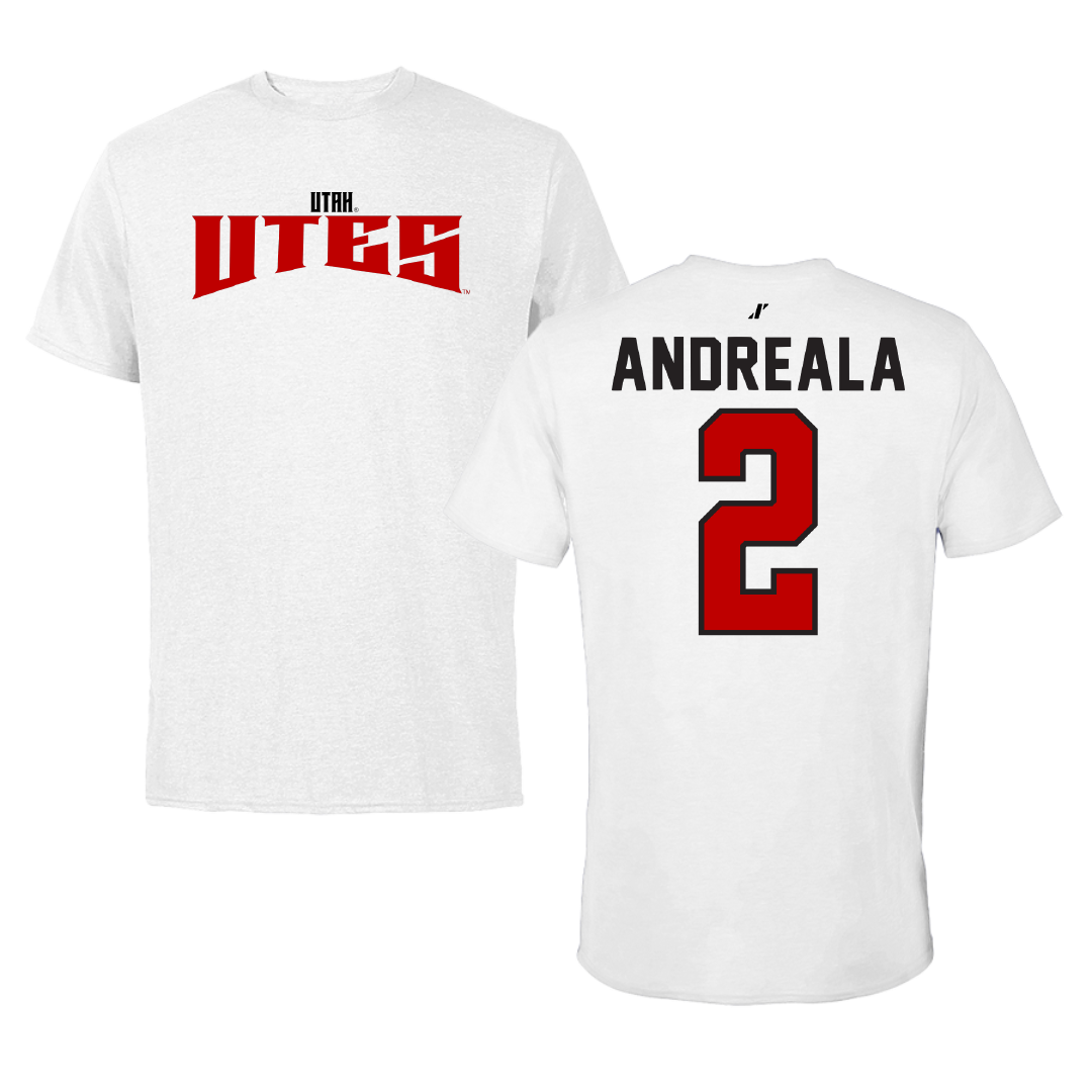 University of Utah Lacrosse White Classic Tee - #2 Jared Andreala