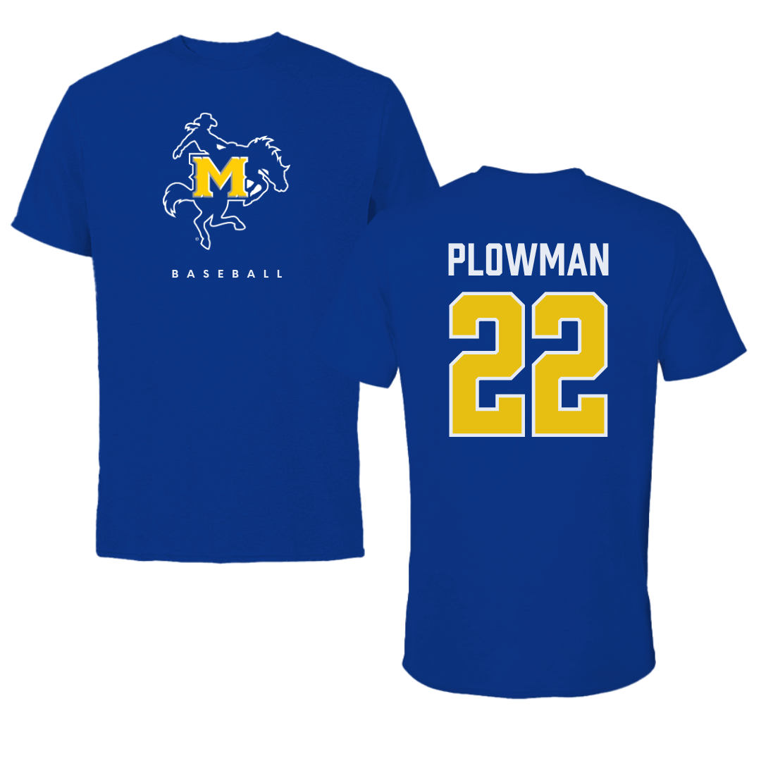 McNeese State University Baseball True Royal Blue Performance Tee - #22 Cole Plowman