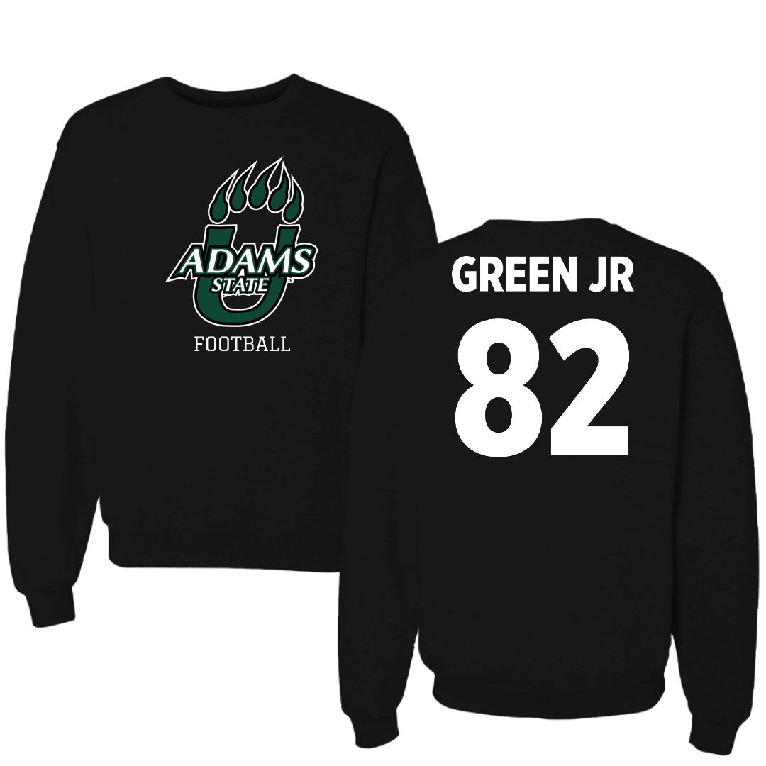 Adams State University Football Black State Crewneck - #82 Warrick Green Jr