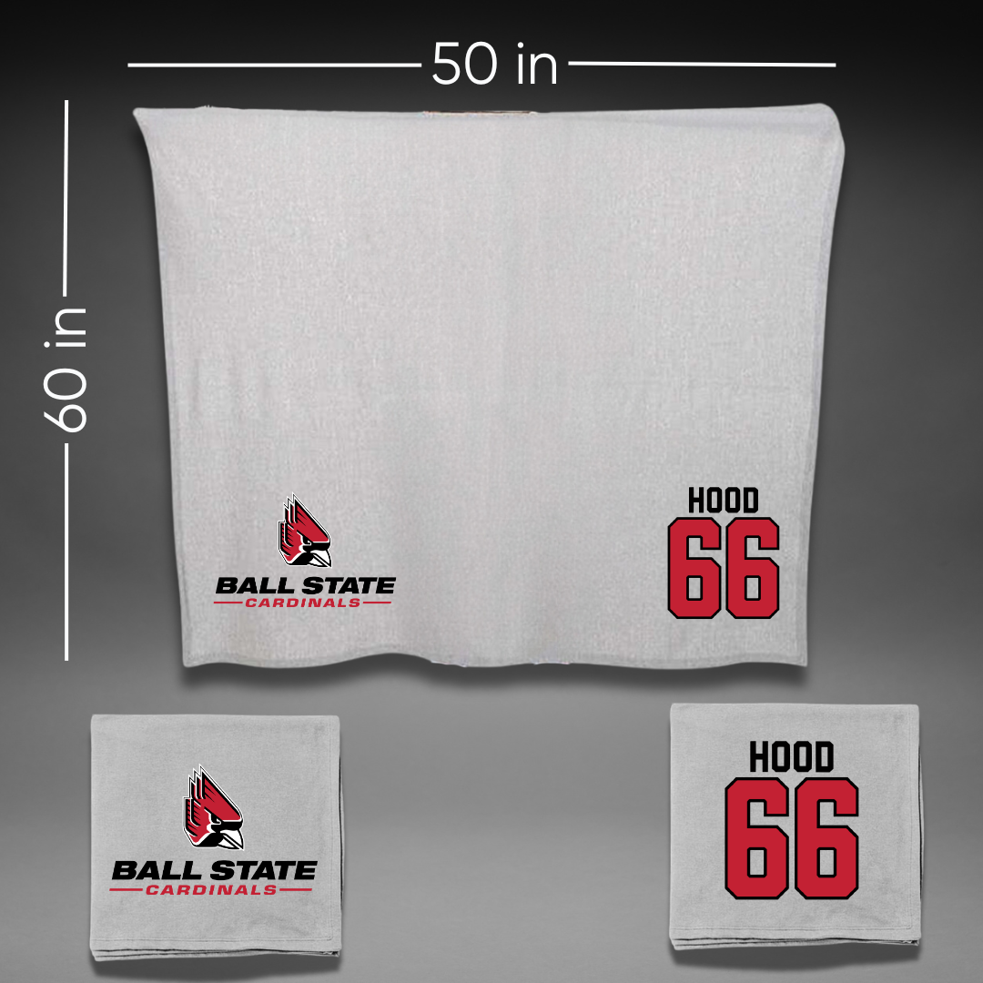 Ball State University Football Gray Blanket - #66 Chris Hood