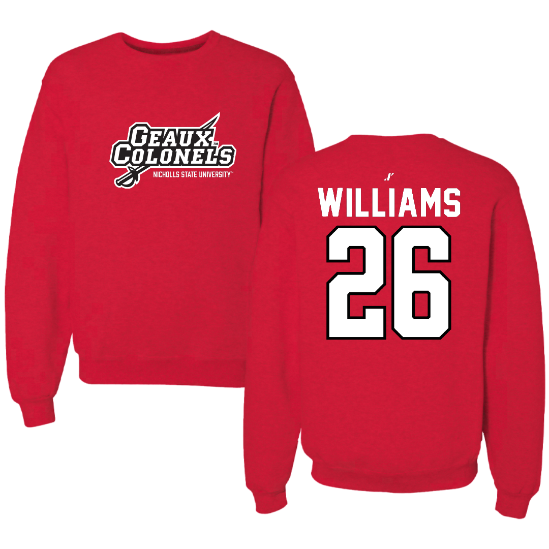 Nicholls State University Football Red General Crewneck - #26 Keontae Williams