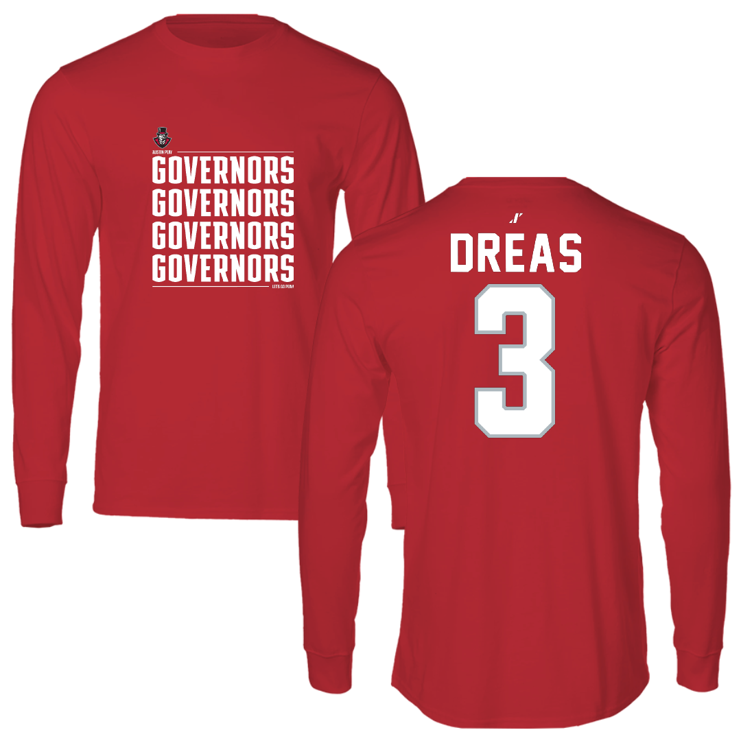 Austin Peay State University Soccer Red General Performance Long Sleeve - #3 Ellie Dreas