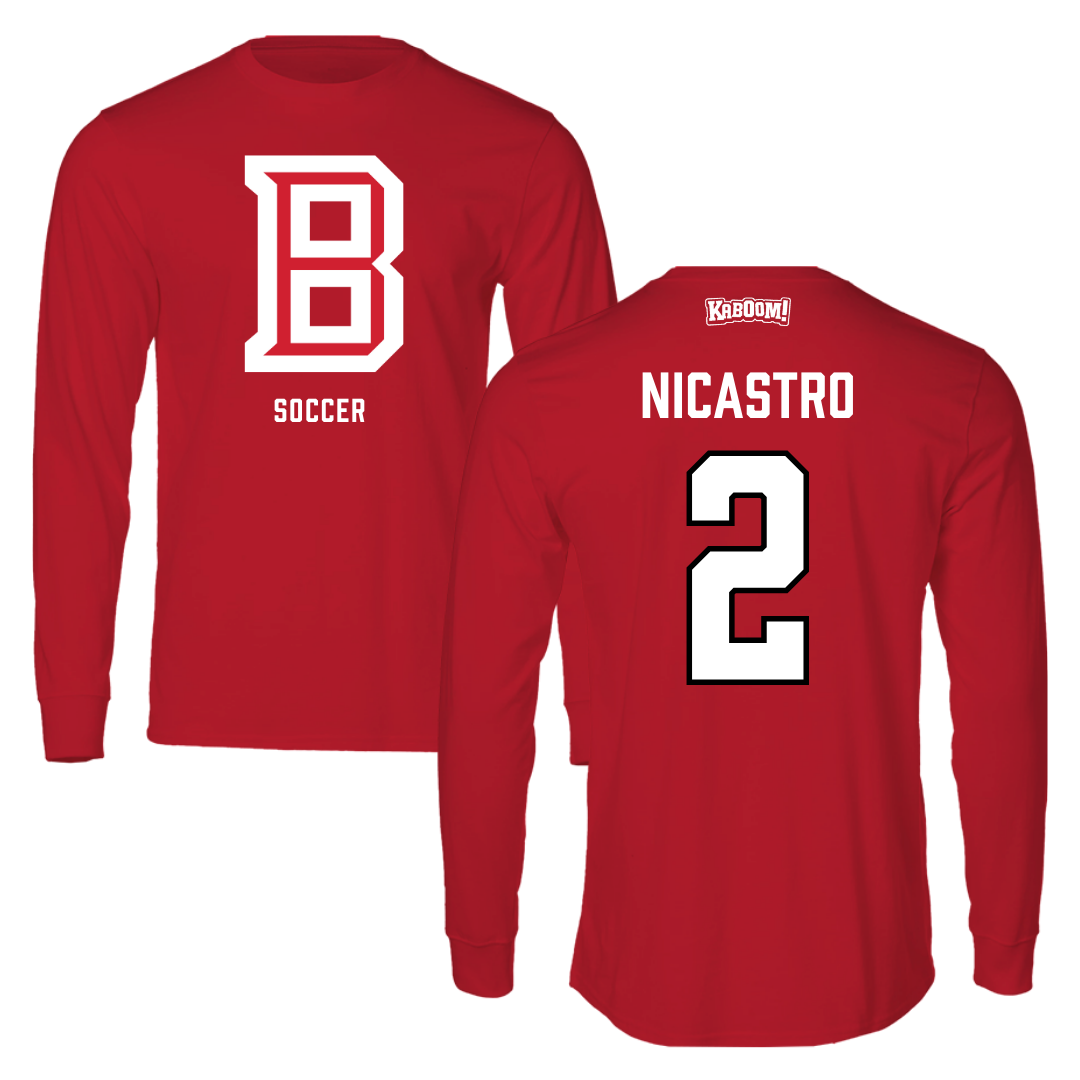 Bradley University Soccer Red Performance Long Sleeve - #2 Alex Nicastro