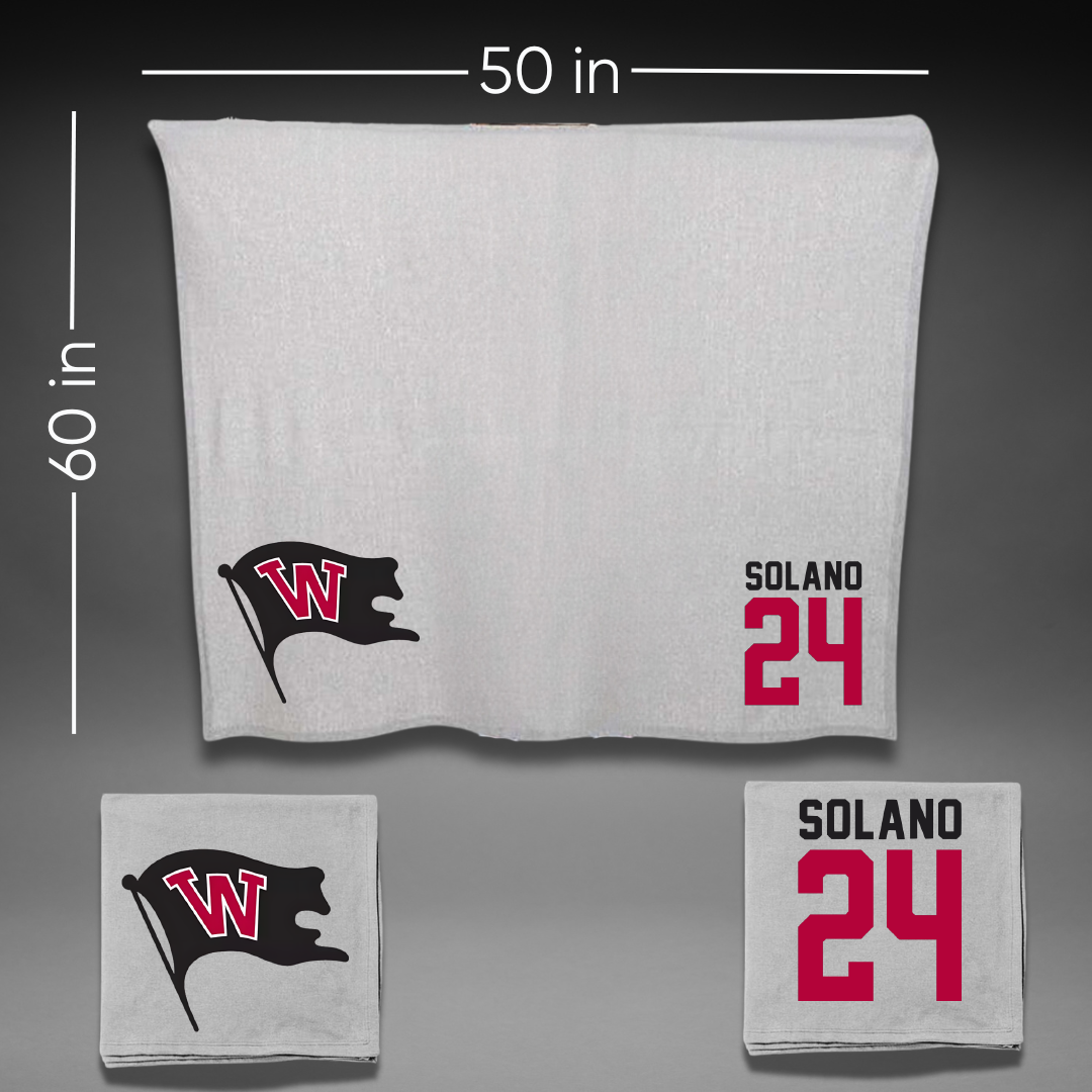 Whitworth University Football Gray Blanket - #24 Kurt Solano