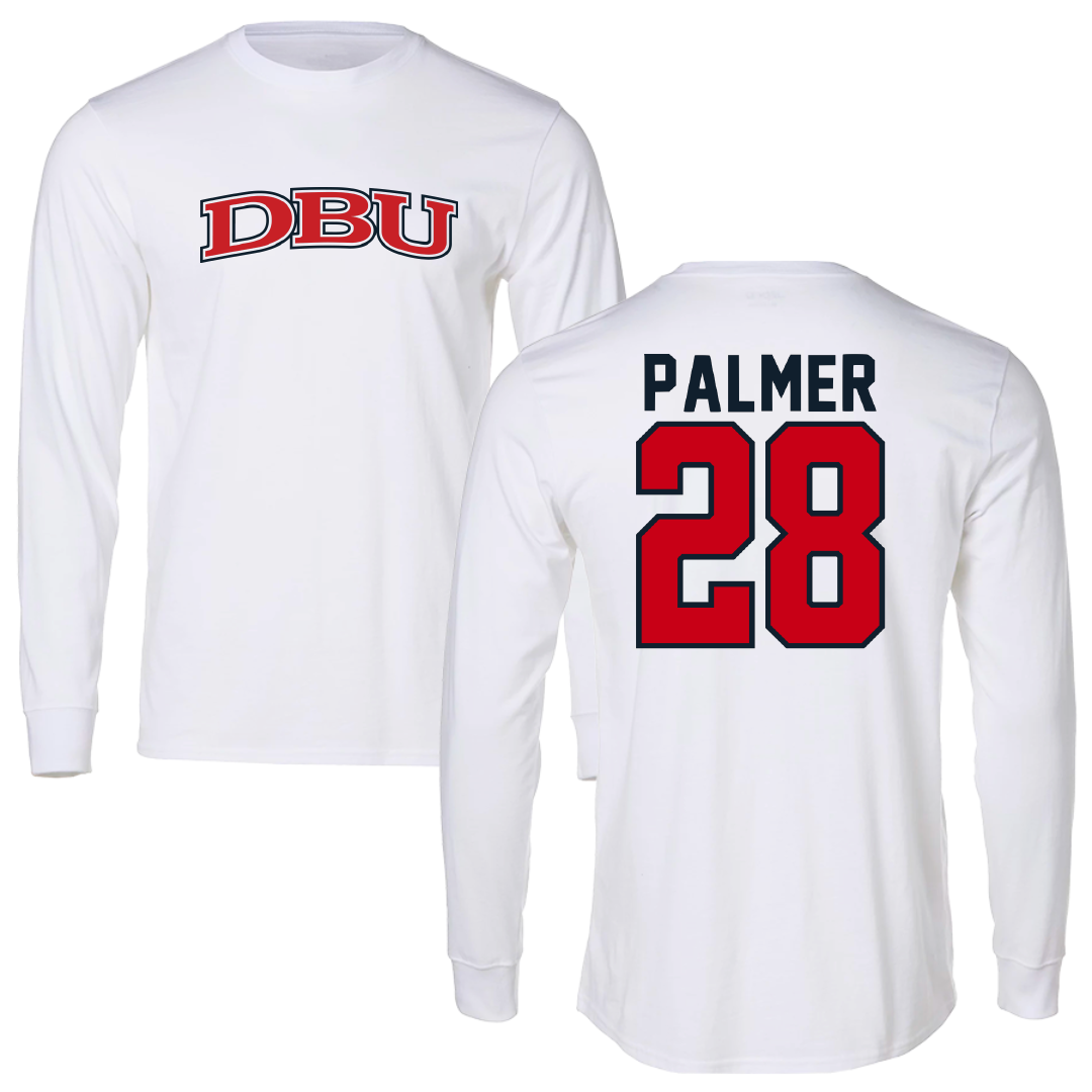 Dallas Baptist University Bowling White Performance Long Sleeve - #28 Jayden Palmer