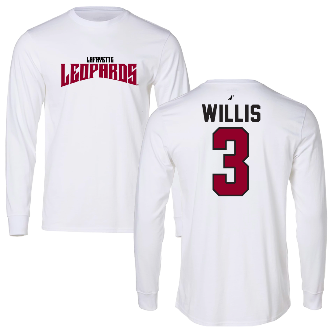Lafayette College Baseball White Classic Long Sleeve - #3 Kaleb Willis