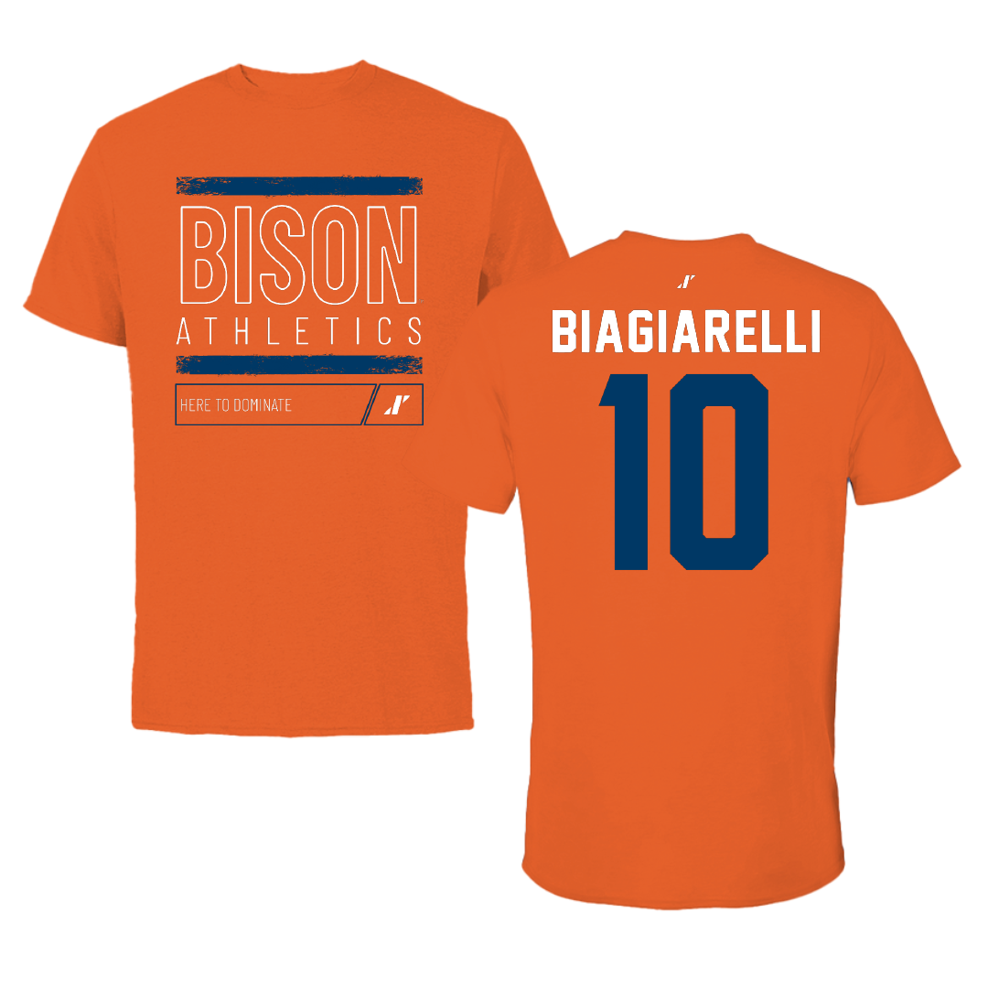 Bucknell University Football Orange Dominate Performance Tee - #10 Brandon Biagiarelli