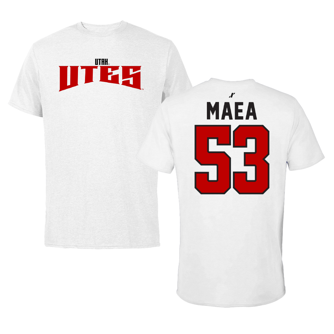 University of Utah Football White Classic Performance Tee - #53 Johnny Maea